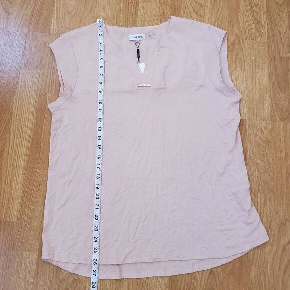 Calvin Klein Mixed Media V-Neck Top size Large - Picture 8 of 12